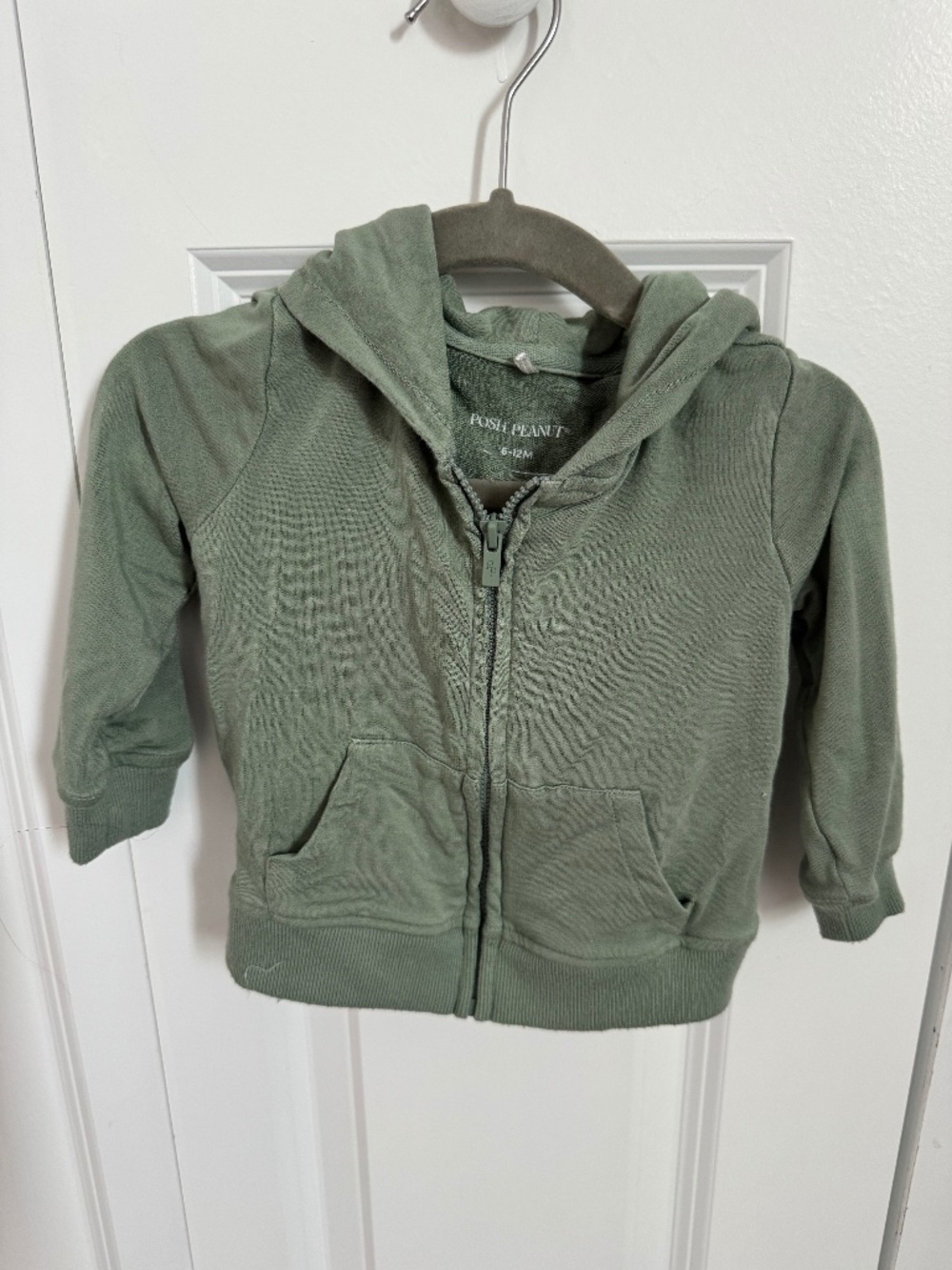 6-12 month Posh Peanut bamboo zip hoodie jacket - sage green